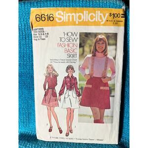 Simplicity 6616 Sewing pattern A line skirt with suspenders size 6 8